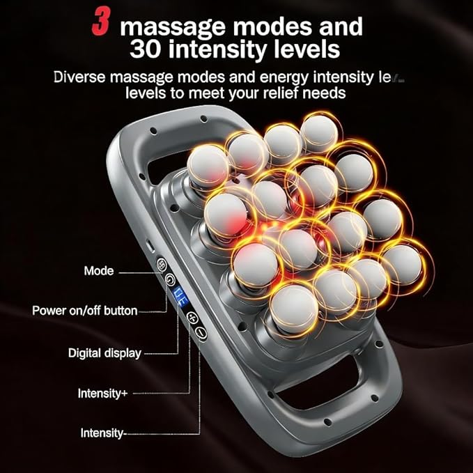 16-Head Massage Gun Set, Deep Tissue Percussion Massager with 3 Modes & 30 Intensities,Quiet Muscle Massage Gun for Back,Shoulders, Legs, Foot, Body Muscle Pain Relief