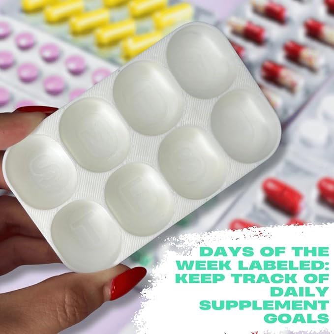 Pill Organizer Insert Compatible with Altoid Tin Cans | Reuse Cans for Discreet Pill Storage | 7 Day Outline Embedded Pill Dispenser | Made in USA (Teal)