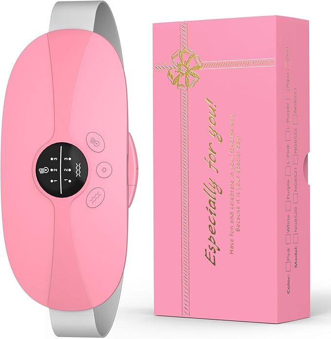 Portable Heating Pad, 5s Fast Heating, 3 Heat Levels and 3 Massage Modes, Heating Pad for Period Cramps for Women and Girls(Pink)
