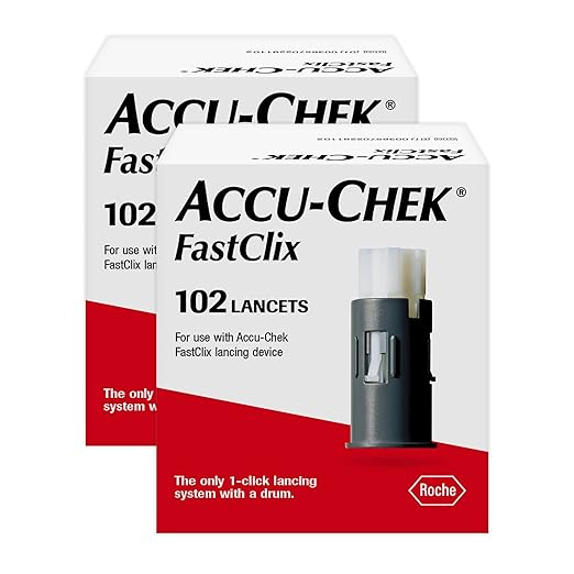 Accu-Chek FastClix Diabetes Lancets for Diabetic Blood Glucose Testing (2 Packs of 102)(Packaging May Vary)