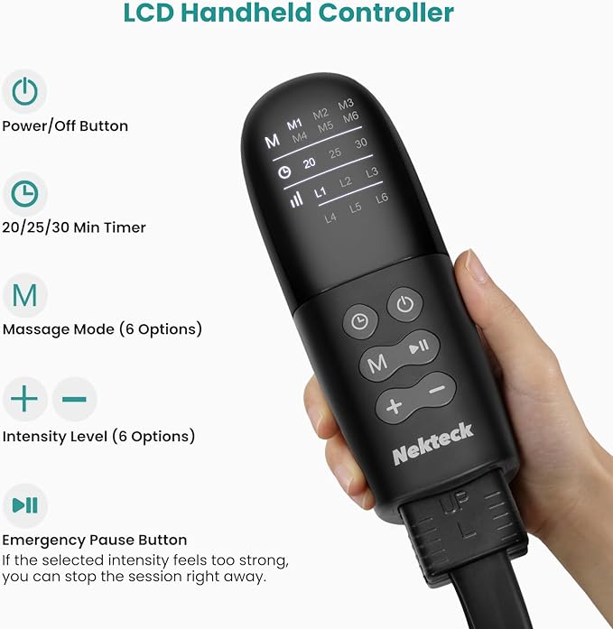 Nekteck Leg Massager for Circulation and Pain Relief, Air Compression Boots Helpful for Leg Swelling, Edema RLS with 6 Modes & 6 Intensities, Relaxation Gifts for Mom Men Women Dad Birthday