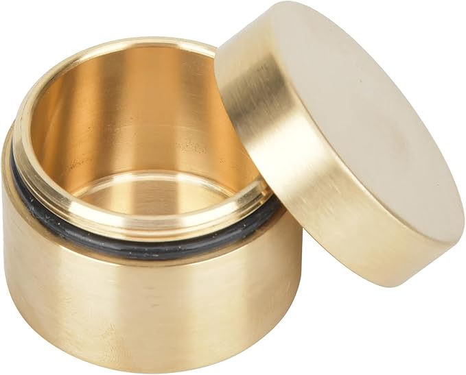 Estink Brass Mini Pills Container, Outdoor Round Shape Brass Pills Case Metal Jewelry Sealed Storage Box Waterresist Mini Accessories Container for Pills Tea Leaves Jewelry Storage