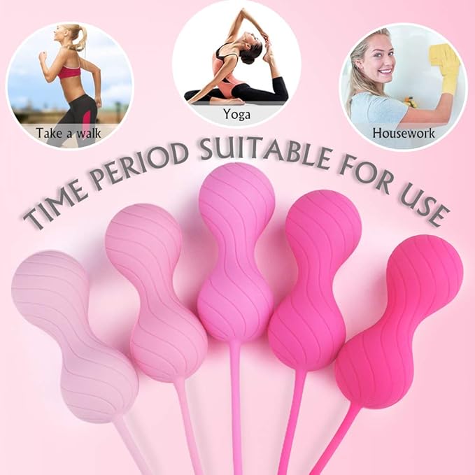 Kegel Exercise System Ben Wa Balls Pelvic Floor Muscle Trainer High-Intensity Training with Double Balls Improves Urinary Leakage Enhances Tightness A Set of 5 Suitable for Advanced Female Users