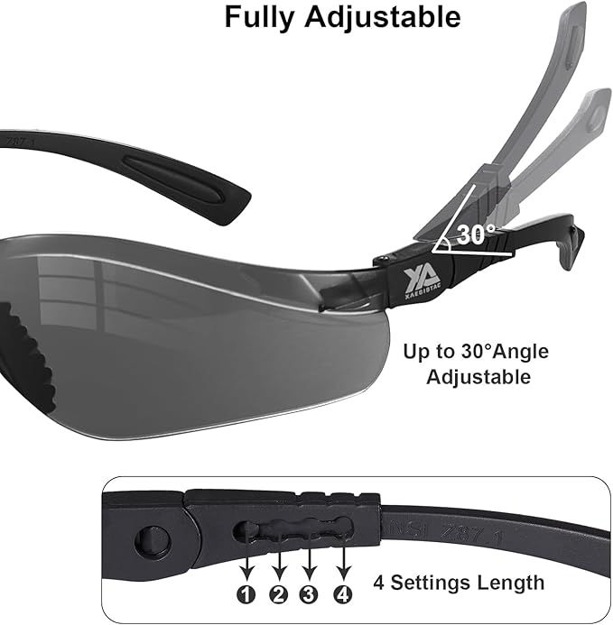 xaegistac Shooting Glasses Anti-fog Shooting Range Eye Protection, Adjustable Safety Glasses with Zipper Hard Case