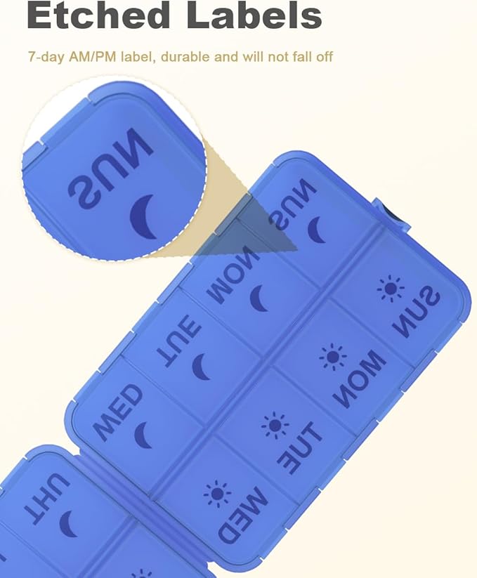 Pill Organizer Medicine Organizer Travel Essentials - Travel Pill Case with Labels, Large Daily Medicine Dispenser