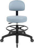 TAKE UR SEAT® Economical Multi-Purpose Medical Spa Drafting Stool with Adjustable seat and Back Height. Advanced Fabric seat Cover is Easy to Clean. Blade Wheels (Med. Bench Height Grey)