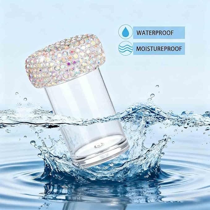 Bling Diamond Portable Waterproof Pill Case Medicine Dispenser Bottle Storage for Outdoor Camping Travel (Colorful)