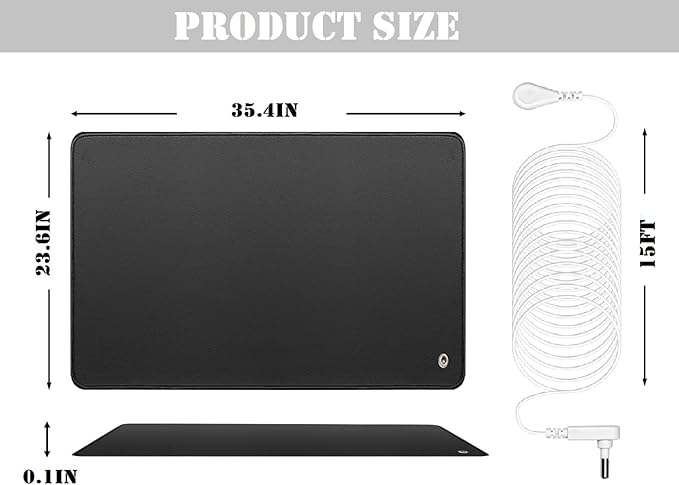 Grounding Mat Earth Connected Mat for Feet Bed Desk Better Sleep Relief Balance 23.6x35.4 Inch Floor Mat with Cord
