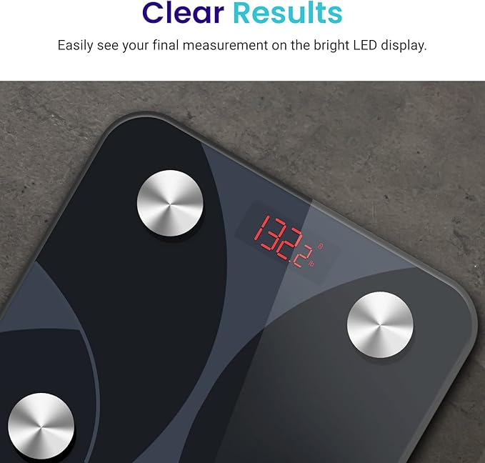 Etekcity Scale for Body Weight and Fat Percentage, FSA&HSA Eligible, Smart Digital LED Bathroom BMI Measurement, Accurate Bluetooth Weighing Machine, Body Composition Analyzer, Ash-black, 400lb