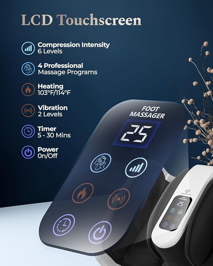 Foot Massager with Heat & Cold, 2026 Upgraded Shiatsu Foot & Calf Massager Machine, 4 Modes, 6 Levels, Electric Foot Massage for Feet, Legs & Arms, Home Office Relaxation for Women and Men-Gray
