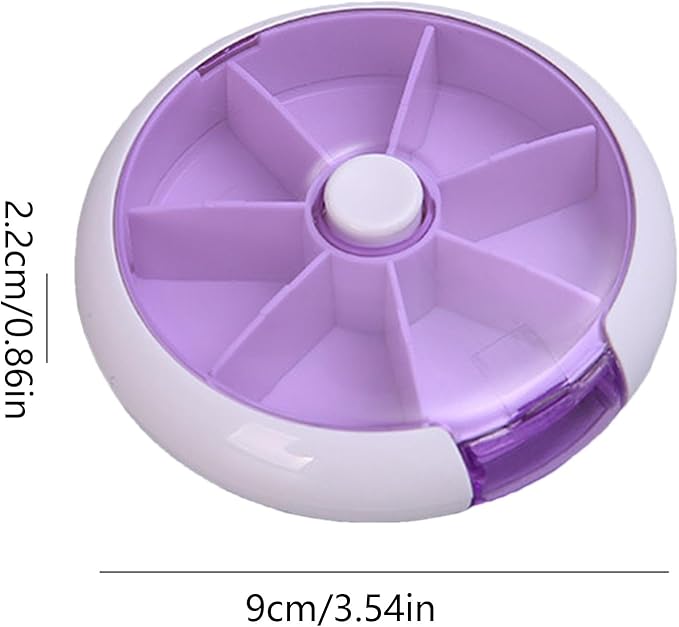 Weekly Pill Organizer - Eco-Friendly Round Pill Storage Box, Round Pill Organizer | 7-Compartment Weekly Pill Dispenser, Weekly Medication Organizer Suitable for vitaminn, Medication, and Candy