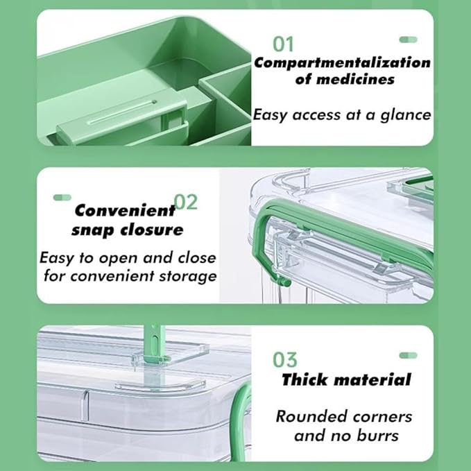 Double Compartment Medicine Storage Box With Large Capacity - Transparent Pill Bottle Organizer for Home