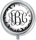 Graphics and More Personalized Custom Pill Case Trinket Gift Box - Monogram Fancy Font Vine Outline
