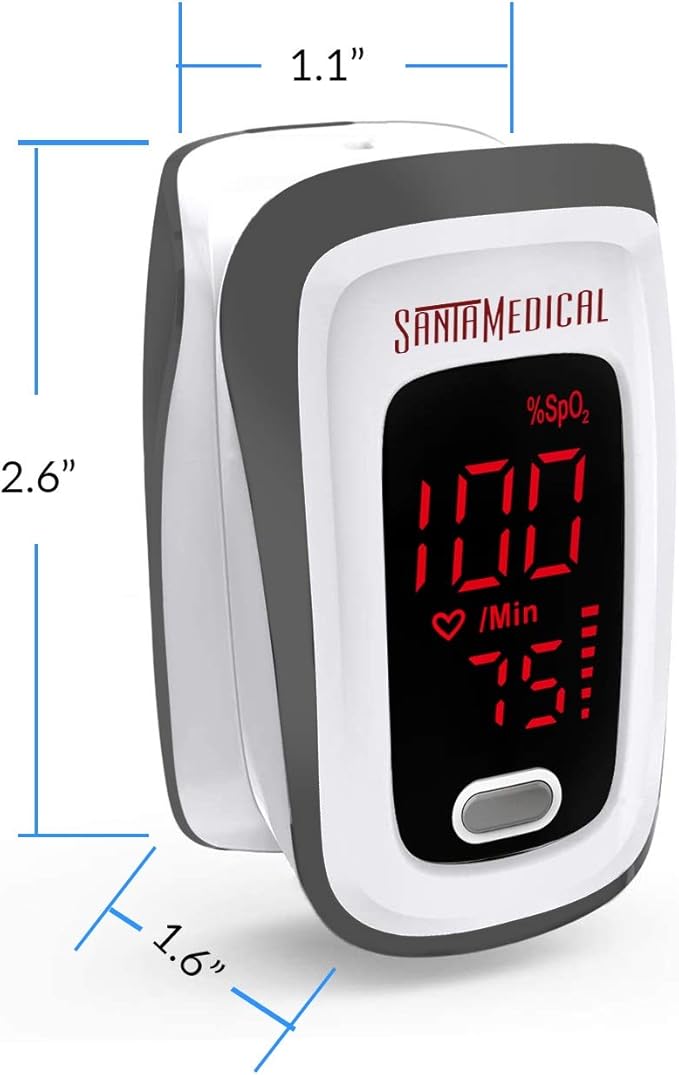 Fingertip Pulse Oximeter, Blood Oxygen Saturation Monitor (SpO2) with Pulse Rate Measurements and Pulse Bar Graph, Portable Digital Reading LED Display, Batteries and Carry Case Included