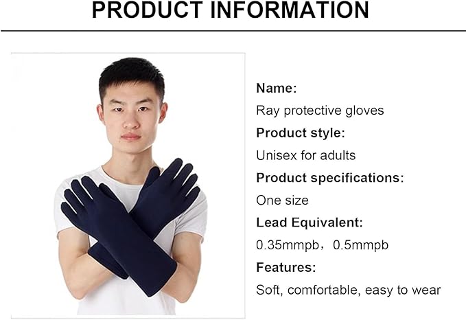 X-ray Protective Gloves, Radiation Safety Lead Gloves, Hand X-ray Shield Gloves, Used for MRI CT Protection (Color : Navy Blue, Size : 0.5mmpb)