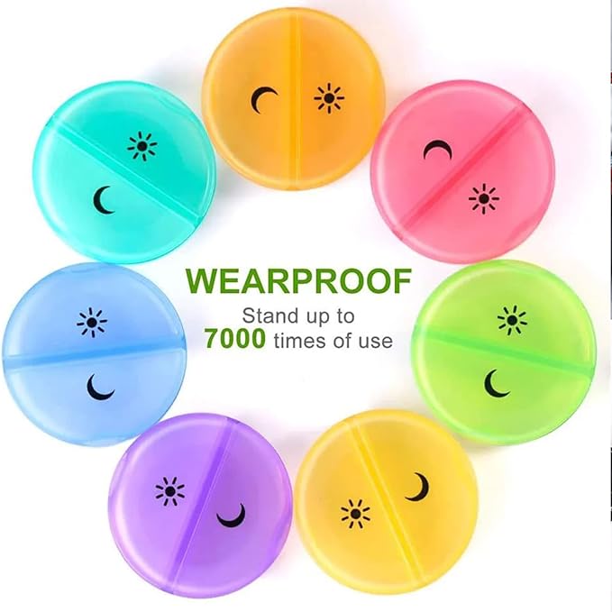 7-Day Pill Organizer with Two Compartments Per Day, Ideal for Pills/Vitamins/Fish Oil/Supplements Storage, BPA-Free and Easy to Clean (Clear)