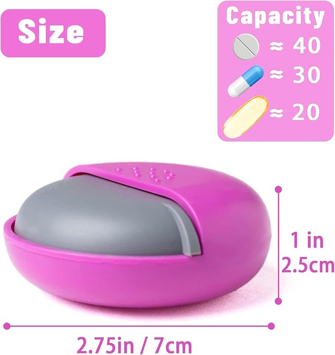 INVODA Travel Pill Organizer Cute Round Pill Box for Purse Compact Medicine Container for Pills, Fish Oil, Vitamins & Supplements (Rose Box)