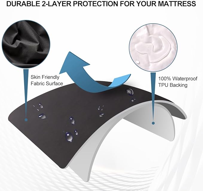 NTBED Twin Size Waterproof Mattress Protector Cover Black Deep Pocket Polyester Bed Mattress Pad Cover Solid Color Fitted Sheet for Kids Teens (75” x 39” (Black, Twin)