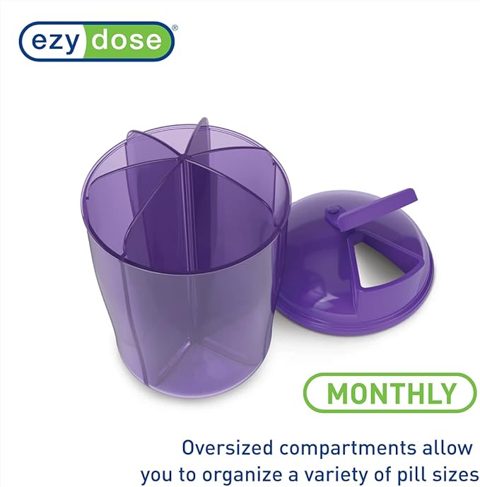 EZY DOSE Vitamin Organizer, 6 Large Compartments, 30-Day Vitamin and Medicine Storage, Keep Vitamins & Meds in Check, Easy to Use, Color May Vary, BPA Free.