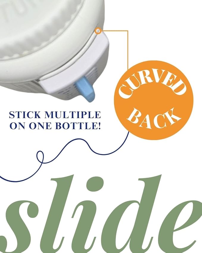 Peel and Stick Reusable for 12 + Refills, Pill/Medication/Vitamin/Pet Med Tracker & Reminder, Attach to Your Bottle, Organizer-Free, Curved‑Back (White, 5-Pack)