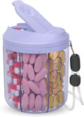 Pill Organizer with 7 Large Compartments, Pill Dispenser for Travel, Supplement Organizer with Anti-Mixing Design, BPA-Free Pill Container with 20 Pcs Labels, Purple