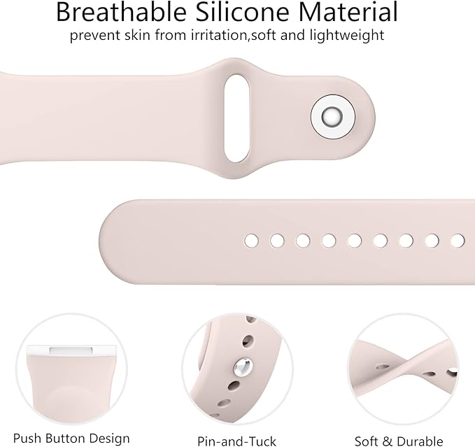 AK Silicone Bands Compatible with Fitbit Versa 4 Bands & Fitbit Sense 2 Bands for Women Men, Soft Straps Replacement Wristbands for Fitbit Versa 3 & Versa 4 / Sense & Sense 2 Smart Watch (Sand Pink)
