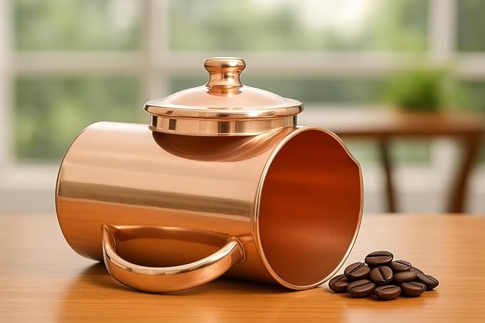 Pure Copper Pitcher for Ayurvedic Health Benefits 1.5 liter Handcrafted Copper Water Jug with Matching Lid | for Ayurveda Health Benefits (50.7 US Fluid Ounce)