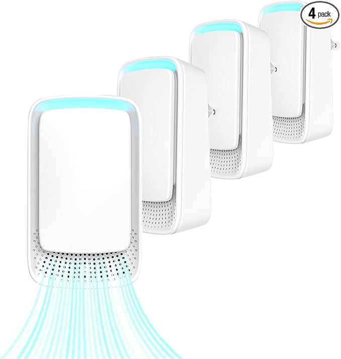 Plug-In Ion Air Purifier (4-Pack), Negative Ion Generator, Home Air Ionizer, Silent Filterless Portable Air Purifier, Odor, Pet Odor - White