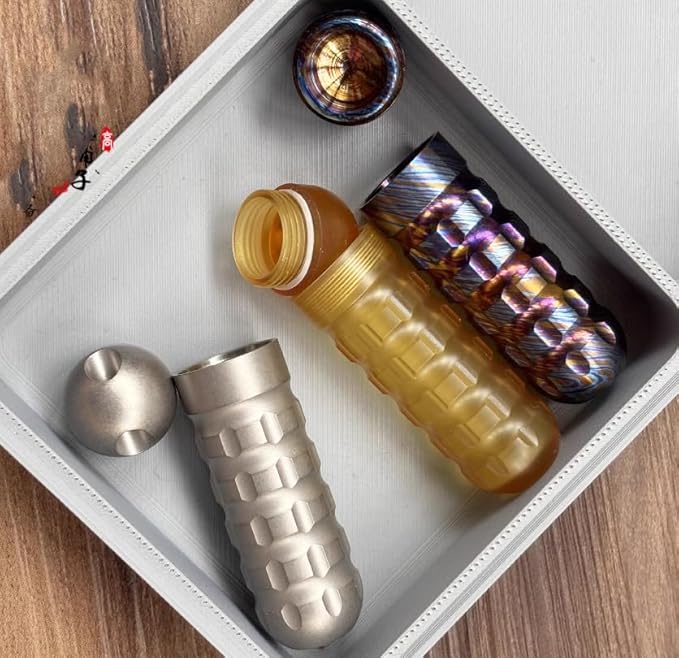 Titanium Keychain Pill Holder Mini Daily Pill Box Pendant Container Waterproof Metal Case Bottle Portable Organizer (Ti 1)
