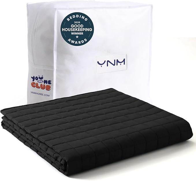 YnM Exclusive 50 lbs Weighted Blanket, Extra Heavy Cotton Bed Blanket for Two Persons, Ideal for Queen or King Bed (88x104 Inches, 50 Pounds, Black)