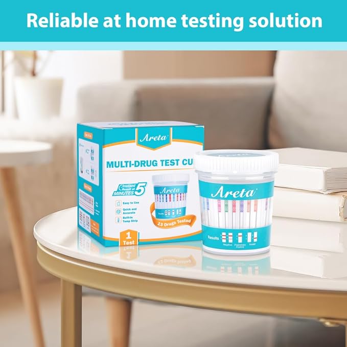 Areta Multi-Drug Test Cup: 13 Panel Urine Drug Test Kit for THC, AMP, BAR, BUP, BZO, COC, MDMA, MET, MTD, OPI, OXY, PCP, TCA, Instant Home Drug Screen Test-#ACDOA2-1134 (1 Pack)