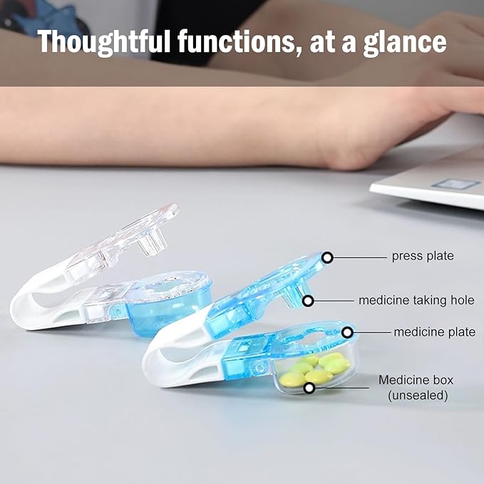 Atlodas Portable Pill Taker Remover, Daily Pill Organizer, Tablets Pills Blister Pack Opener Assistance Tool for The Elderly, Disabled, Individuals with Weak Senior Arthritis Hands (3Pcs)