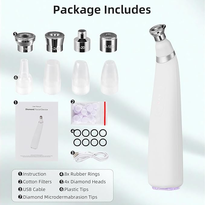 IeBilif Diamond Microdermabrasion Machine, 3 Modes Diamond Microdermabrasion Dermabrasion Machine for Blackhead Removal, Professional Portable Home Travel Microdermabrasion Device