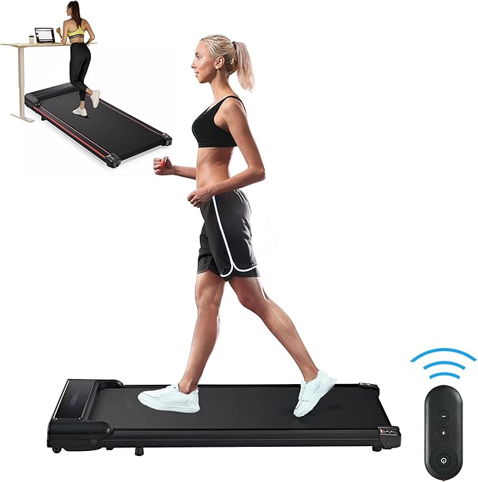 Under Desk Treadmill, Walking Pad 300 lb Capacity, Desk Treadmill for Home Office, 2.5HP Low Noise Walking Treadmill Pad with Remote Control, Portable Treadmill for Home Office (Black)