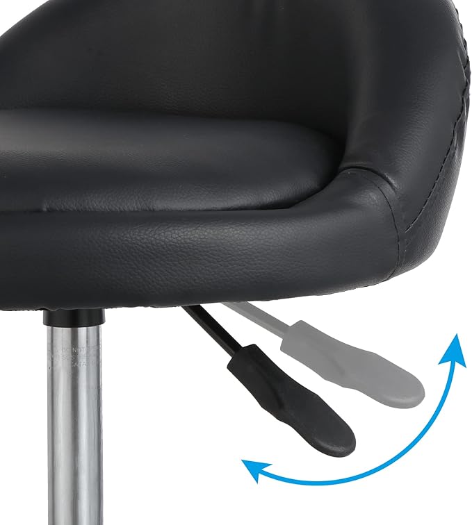 HomGarden Saddle Stool Rolling Chair for Medical Massage Salon Kitchen Spa Drafting Office Kitchen Drafting Chair Stool w/Backrest Cushion & Wheels Black