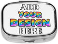 Custom Pill Case, Medicine Pill Box Organizer Container Travel Pill Holder Vitamin for Purse Med Wallet Portable Mini Pastillero Square, White, Personalized Gifts