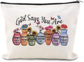 Christian Makeup Bags for Women Girls Religious Toiletry Bag for Teens Adults Inspirational Bible Verse Bag Pouch Catholic Birthday Gifts for Her Friend Female Baptism Confirmation Affirmations Gift