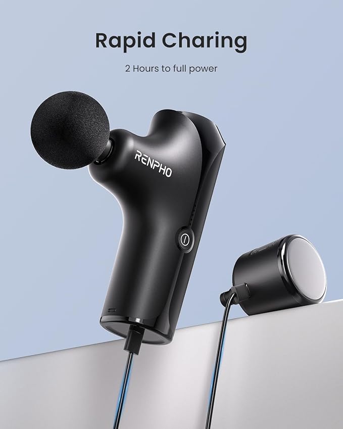 RENPHO Mini Thermacool Massage Gun with Heat and Cold, Professional Pocket-Sized Percussion Massager, FSA Eligible HSA, Portable Deep Tissue Massager, Quiet Operation with Travel Carry Bag
