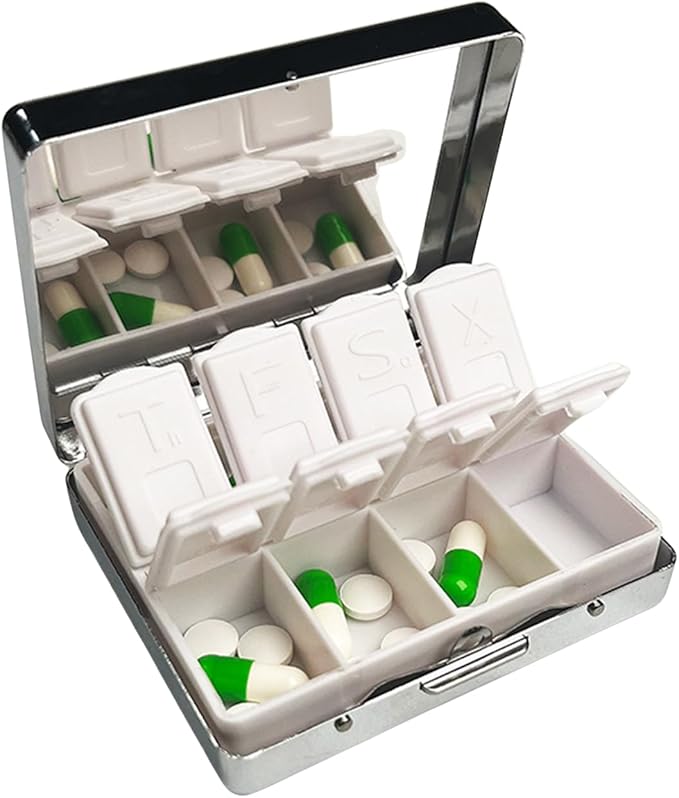 8-Compartment Pill Box Organizer Portable and Stylish Medicine Case, Versatile Storage for Medication - Ideal Travel Accessory & Unique Gift Idea (Dumpster Phoenix)