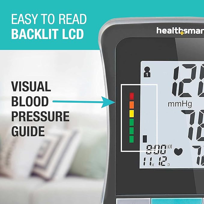 HealthSmart Digital Select Arm Blood Pressure Monitor with Automatic Upper Arm Cuff that Displays Blood Pressure, Pulse Rate and Irregular Heartbeat, Stores up to 120 Readings for 2 Users