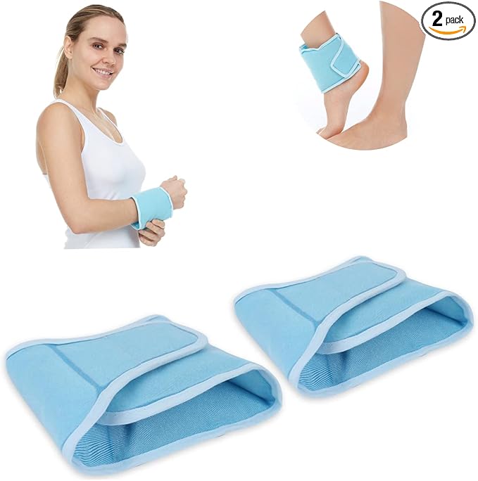 FOMI Hot Cold Wrist and Ankle Ice Wrap | 360 Degree Coverage | Soft Gel Pack for Sports Injuries, Swelling, Bruises, Arthritis, Tendonitis Pain Relief | Compression Sleeve with Strap Fastener