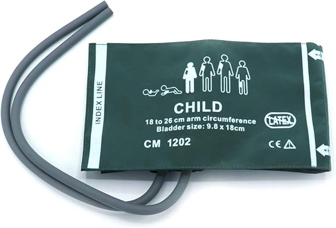 Blood Pressure Nylon Cuff with 35cm Dual Tubes for Pediatric Child 18-26 cm, Reusable Replacement NIBP Cuff with Inner Airbag for BP Monitor Machine, No Connector