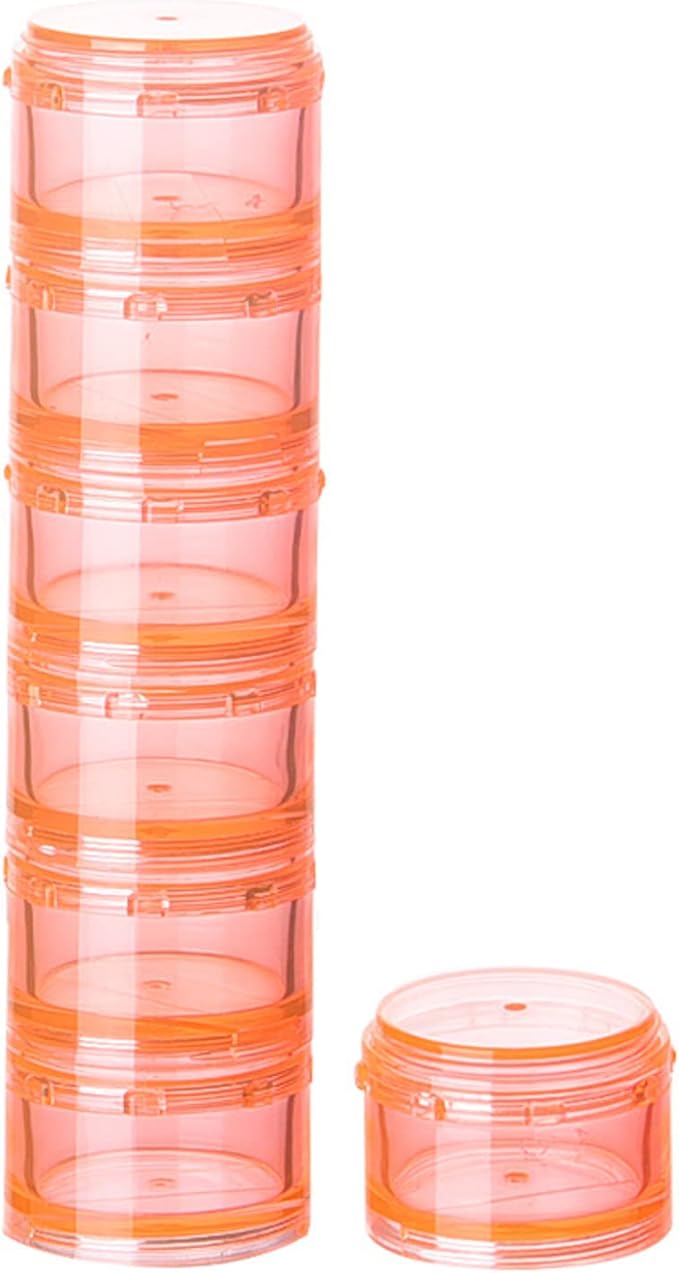 Stackable Pill Organizer, 7-Days Travel Pill Case, Pill Box for Pocket, Portable Medicine Vitamin Container Holder Large Orange
