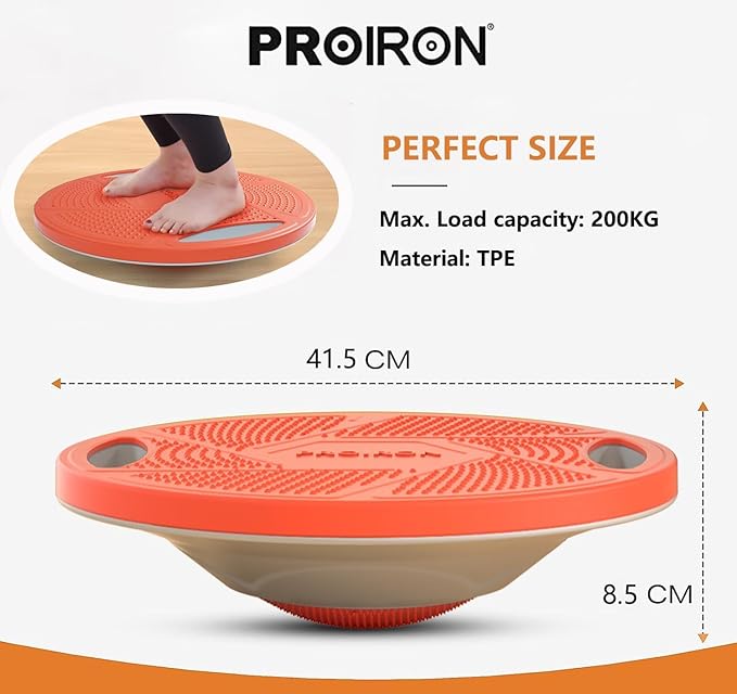 PROIRON Upgraded Wobble Balance Board, 16.34”TPE Non-Slip Stability Board, Portable Exercise Balance Trainer with Handle for Home Gym, Standing Desk, Core Training & Physical Therapy for Adults Kids