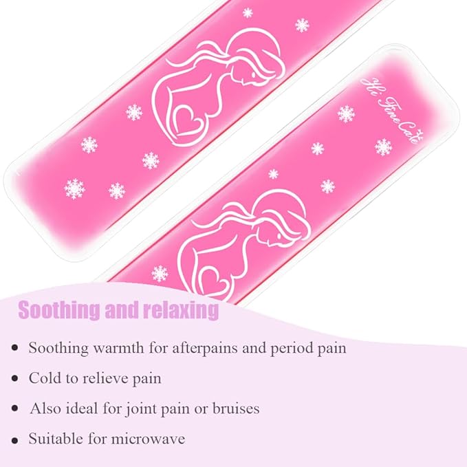 Postpartum Ice Pack, Hot and Cold Pads for After Delivery Essentials, Gel Cooling Pad, Fast Pain Relief Convenient for Perineal Recovery Helps Reduce Swelling (Pink, Snow Pattern)