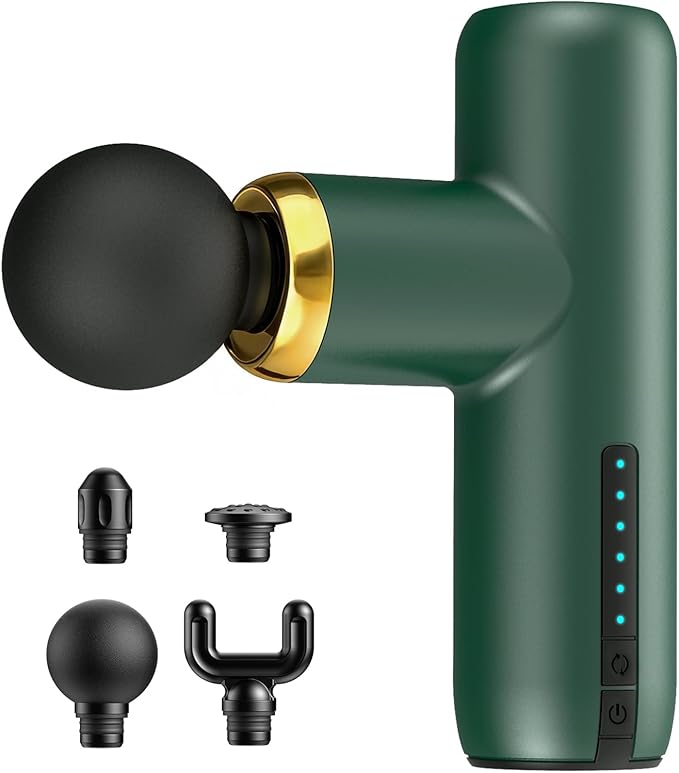 Mini Massage Gun Pocket-Sized Massage Gun Deep Tissue Quiet, Portable Percussion Muscle Travel Massager Gun,Back/Neck Massager for Pain Relief Deep Tissue(Green)