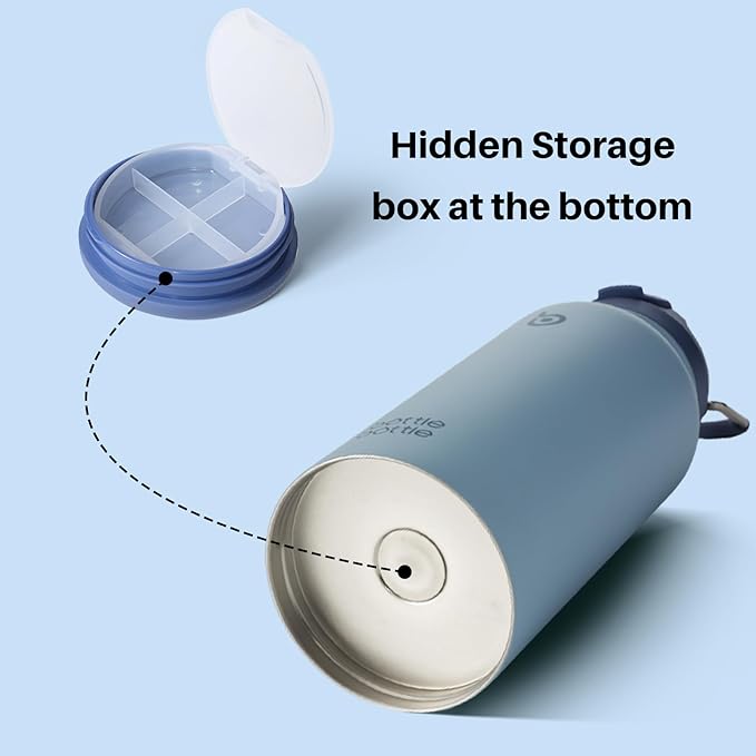 BOTTLE BOTTLE 32oz Insulated Water Bottle Stainless Steel Sport Water Bottle with Straw Dual-use Lid Design for Gym with Pill Box
