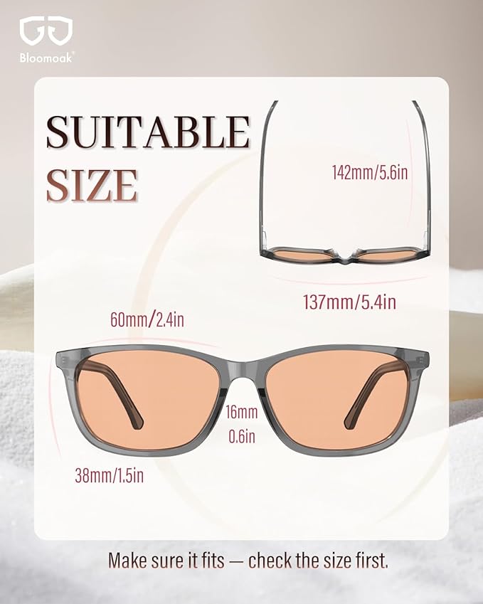 Bloomoak Rose Migraine Glasses,FL-Flex Light Sensitivity Relief Tinted Glasses for Indoor Fluorescent Glare/Women