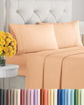 King Size 4 Piece Sheet Set - Extra Soft, Breathable And Cooling Sheets - Hotel Luxury Durable Bed Sheets for Women & Men - Deep Pockets, Easy-Fit & Wrinkle-Free Sheets - Peach Oeko-Tex Bed Sheet Set