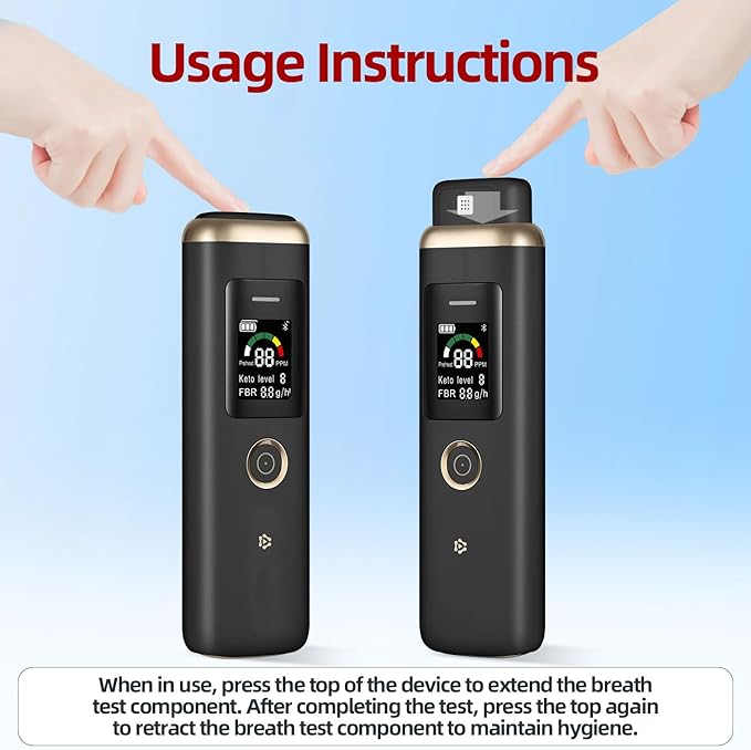 Professional Ketosis Meter for Testing ketosis - Portable Breath Ketone Analyzer High-Accuracy Ketone Breath Meter Home Ketosis Breath Tester for Keto Lifestyle & Fitness Trace